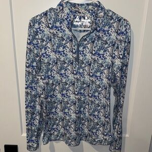 Adair Active Blue and White Golf Graphic Quarter Zip